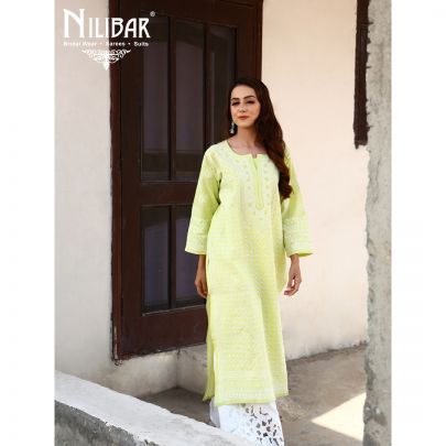 Tea Green Cotton Kurti