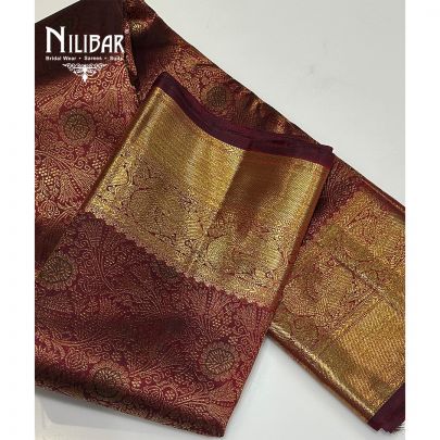 Wine Banarasi Silk Saree