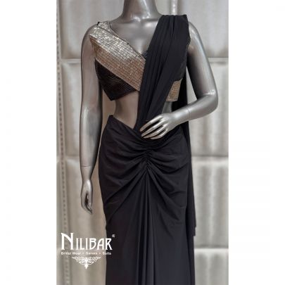 Black Lycra Drape Saree
