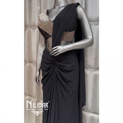 Black Lycra Drape Saree