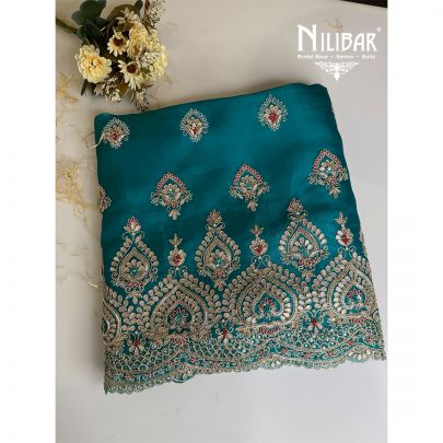 Rama Green Organza Embroidered Unstitched Suit