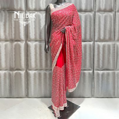 Blood Red Organza Saree