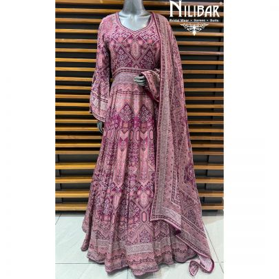 Wine Crepe Anarkali Paired With Chinnon Dupatta