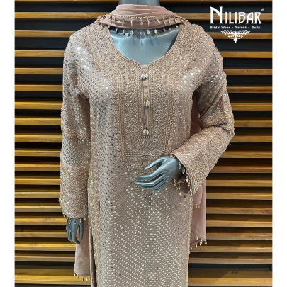 Dark Rose Pink Georgette Pant Suit