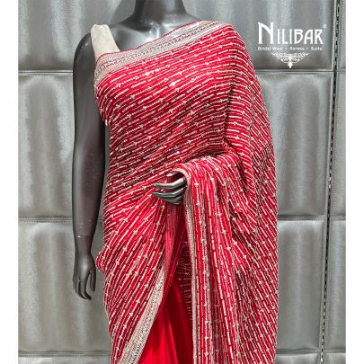 Blood Red Organza Saree