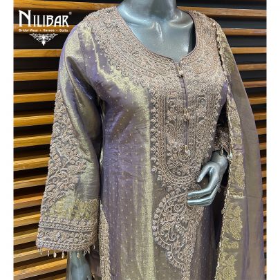 Purple Gold Lamé Silk Pant Suit