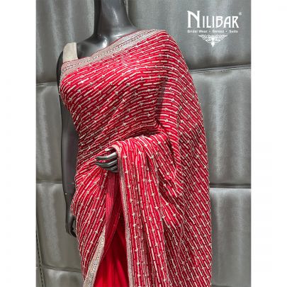 Blood Red Organza Saree