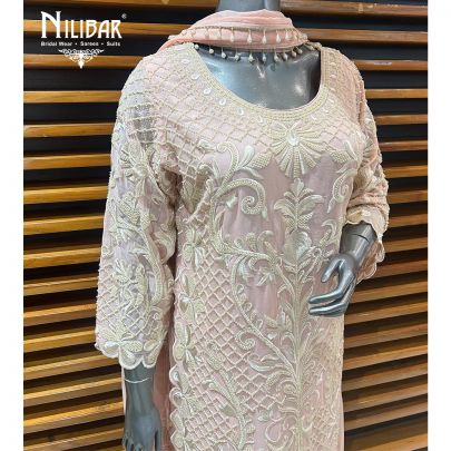 Pastel Pink Georgette Pant Suit