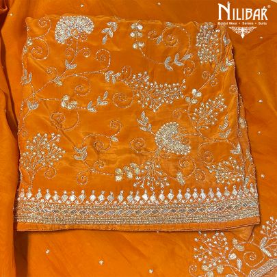 Light Orange Crepe Unstitched Suit