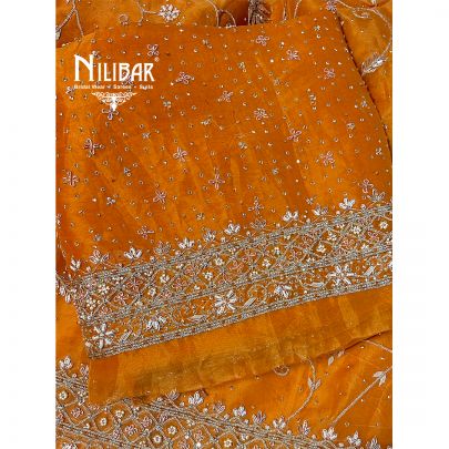 Tangerine Organza Unstitched Suit