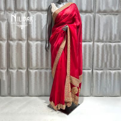 Deep Red Organza Saree
