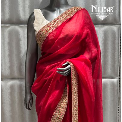 Deep Red Organza Saree