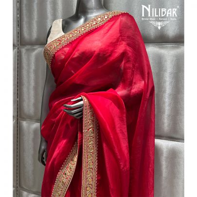 Deep Red Organza Saree