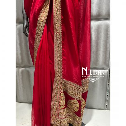 Deep Red Organza Saree