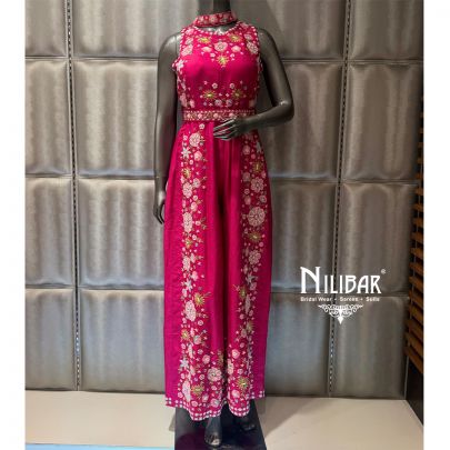 Hot Pink Silk Jumpsuit
