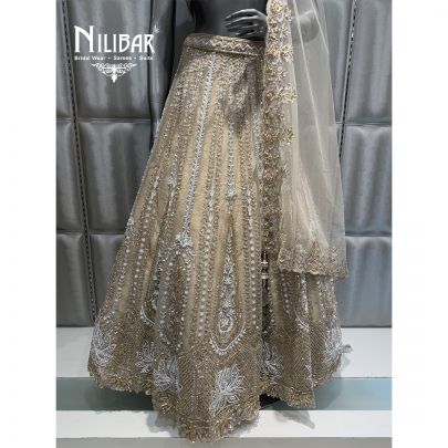 Beige Net Embroidered Lehenga