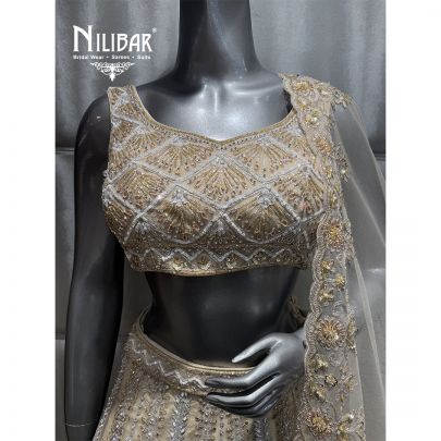 Beige Net Embroidered Lehenga