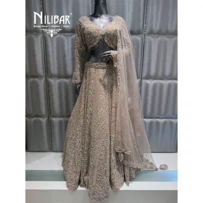 Rosy Pink Net Embroidered Lehenga