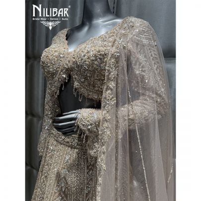 Rosy Pink Net Embroidered Lehenga