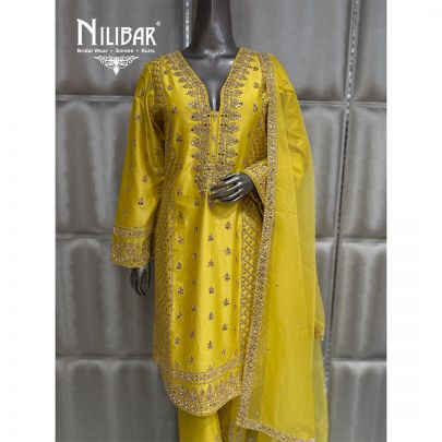 Lemon Silk Shirt Paired with Straight Pant