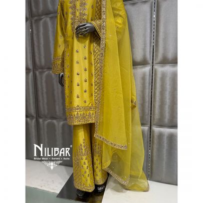 Lemon Silk Shirt Paired with Straight Pant