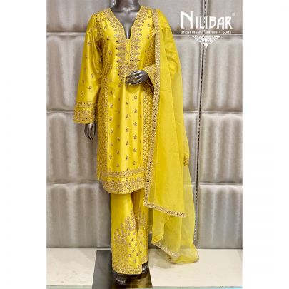 Lemon Silk Shirt Paired with Straight Pant