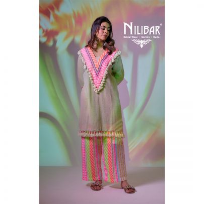 Beige Neon Jute Short Shirts Paired with Pants