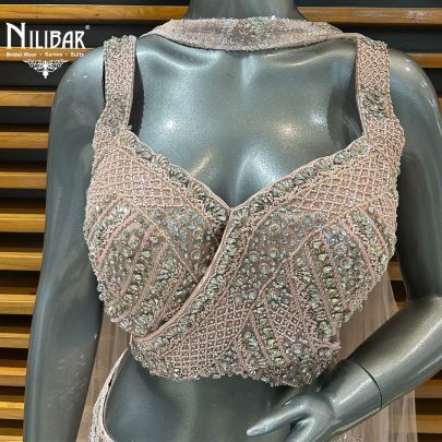 Blush Pink Net Crop Top With Palazzo Indo-Western Set