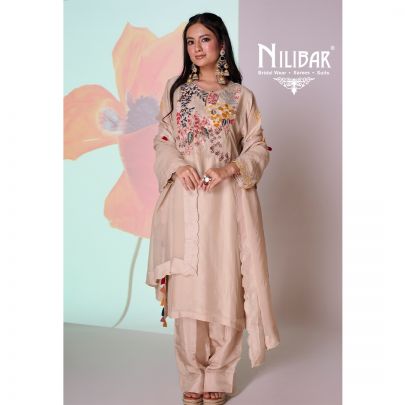 Beige Organza Pant Suit