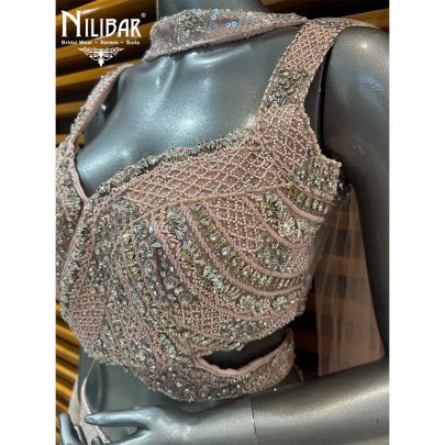 Blush Pink Net Crop Top With Palazzo Indo-Western Set