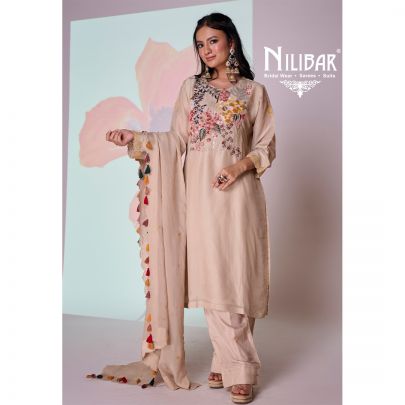 Beige Organza Pant Suit