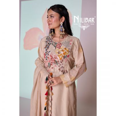 Beige Organza Pant Suit