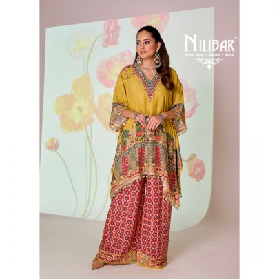 Yellow & Red Crepe Kaftan Shirt