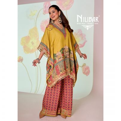 Yellow & Red Crepe Kaftan Shirt