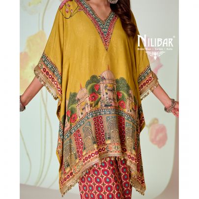 Yellow & Red Crepe Kaftan Shirt
