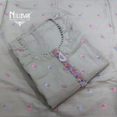 Green Cotton Shirt Paired With Dupatta & Plain Bottom