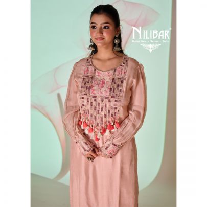 Light Peach Cotton Pant Suit