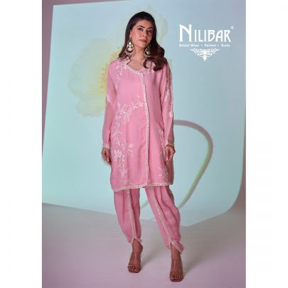 Blush Pink Organza Shirt Paired With Dhoti Pants
