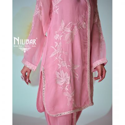 Blush Pink Organza Shirt Paired With Dhoti Pants