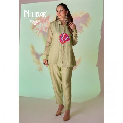 Mint Green Mul Cotton Short Top Paired With Pants