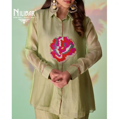Mint Green Mul Cotton Short Top Paired With Pants