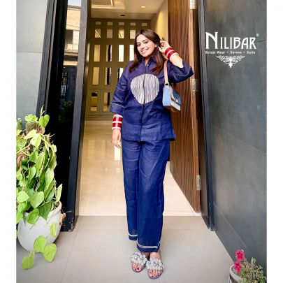 Navy Blue Cotton Co-ord Set