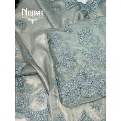 Light Blue Crush Tissue Unstitched Suit