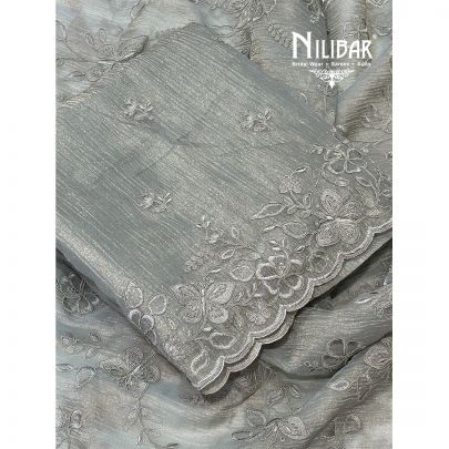 Gray Silver Crush Tissue Unstitched Suit