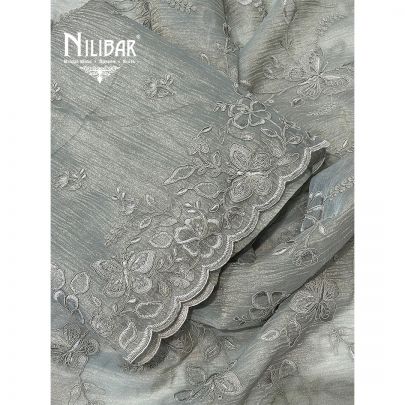 Gray Silver Crush Tissue Unstitched Suit