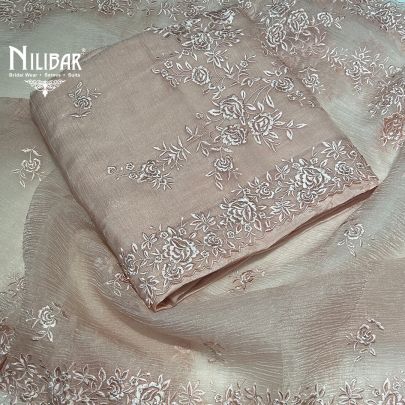 Light Peach Crush Tissue Unstitched Suit