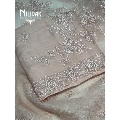 Light Peach Crush Tissue Unstitched Suit