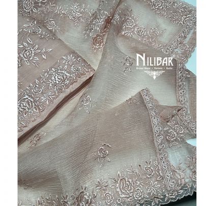 Light Peach Crush Tissue Unstitched Suit