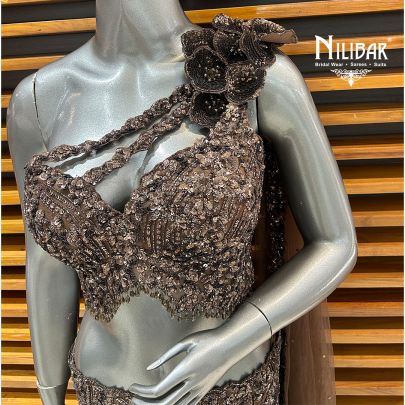 Brown Net Mermaid Style Lehenga