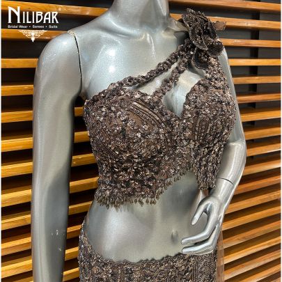 Brown Net Mermaid Style Lehenga